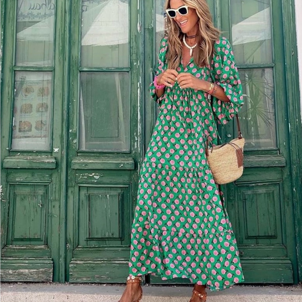 Green Floral Maxi Dress